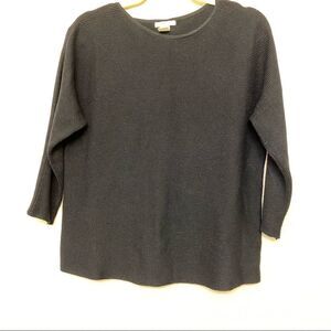 H&M black cropped ribbed wool blend crew neck sweater-S